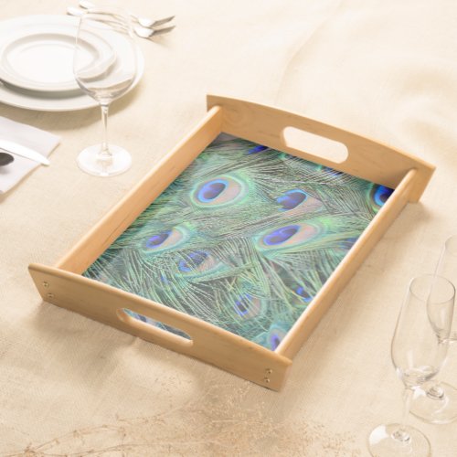 Pretty Peacock Feathers Serving Tray