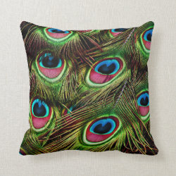 Pretty Peacock Feathers Throw Pillow