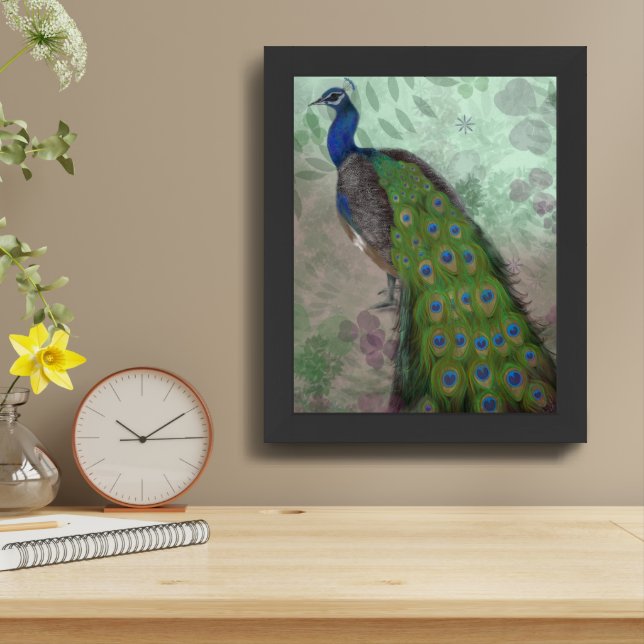 Pretty Peacock  Framed Art (Table Top)