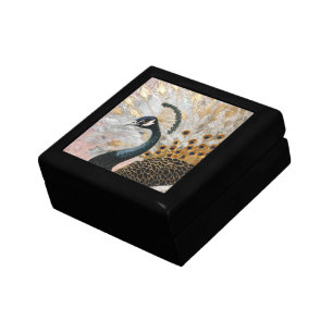 Pretty Peacock Gold Christmas Gift Box
