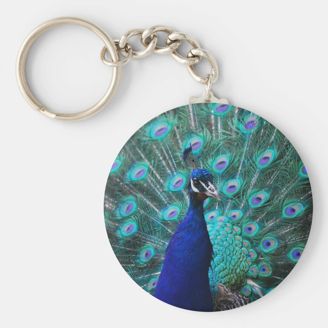 Pretty Peacock Keychain Zazzle