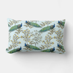 Pretty Peacock Pattern Lumbar Pillow