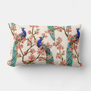 Pretty Peacock Pattern Lumbar Pillow