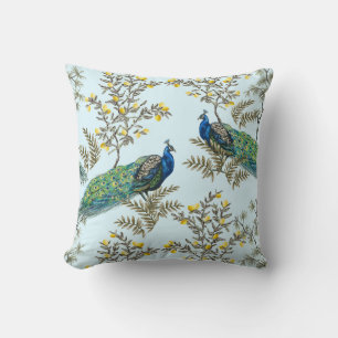 Pretty Peacock Pattern Throw Pillow
