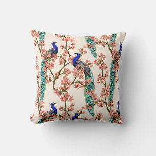 Pretty Peacock Pattern Throw Pillow