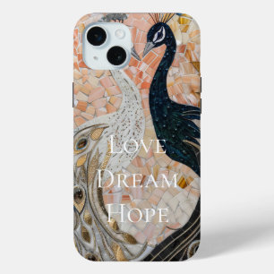 Pretty Peacock Pink Gold iPhone 15 Plus Case