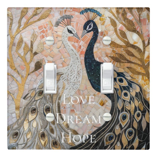 Pretty Peacock Pink Gold Glam  Light Switch Cover (In Situ)