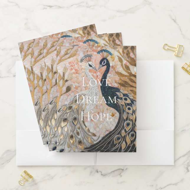 Pretty Peacock Pink Gold  Pocket Folder (In Situ)