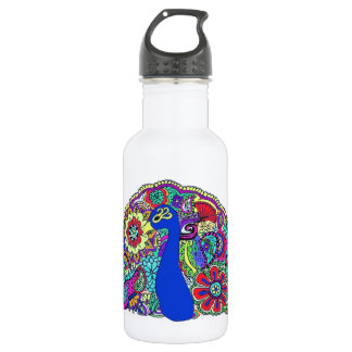 pretty peacock stainless steel water bottle