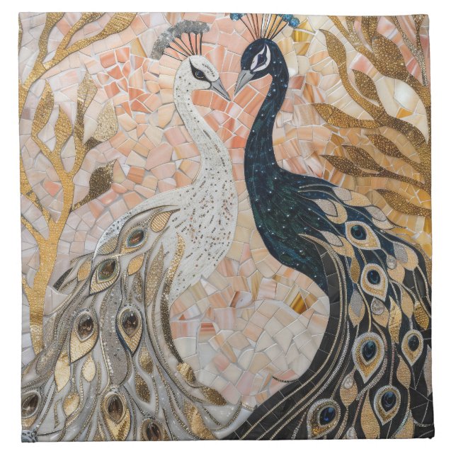 Pretty Peacocks Gold Glam   Cloth Napkin (Front)