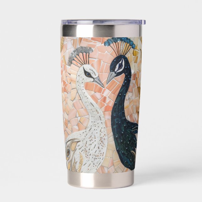 Pretty Peacocks Gold Glam   Insulated Tumbler (Left)