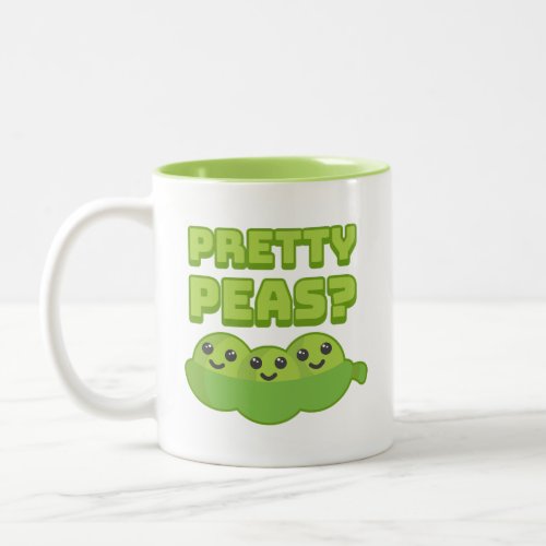 Pretty Peas Cute and Punny Pea Cartoon Two_Tone Coffee Mug