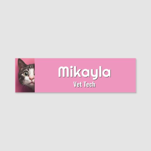 Pretty Peeking Kitty Vet  Name Tag