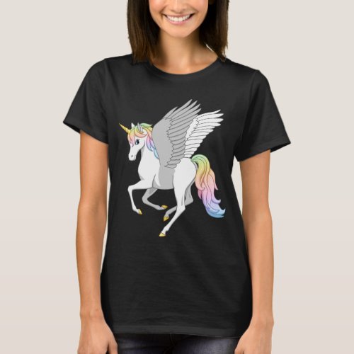 Pretty Pegacorn Flying Horse Rainbow Unicorn Pegas T_Shirt