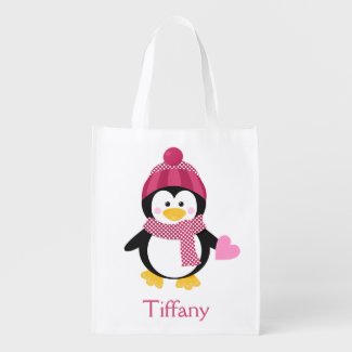 Pretty penguin grocery bag