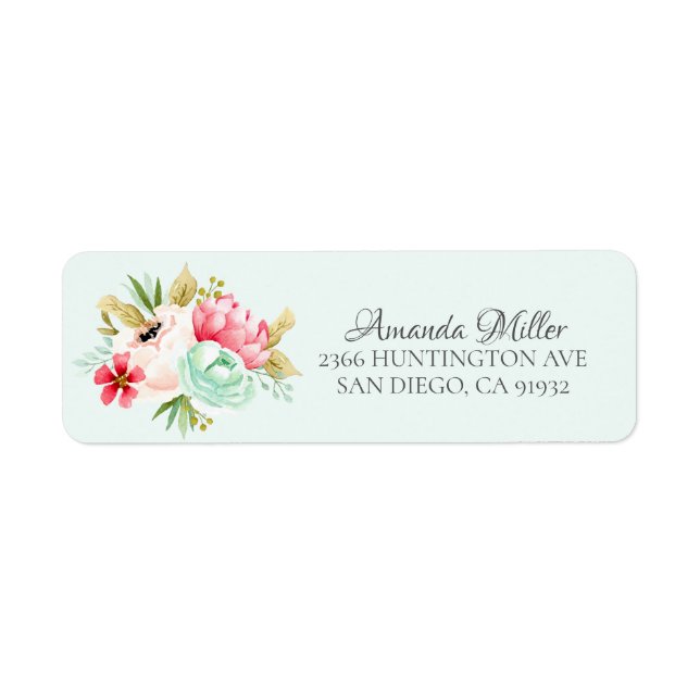 Pretty Peonies Baby Shower Floral Return address Label (Front)