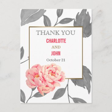 Pretty Peonies Modern Floral Thank You notes