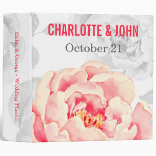 Pretty Peonies Modern Floral wedding Planner 3 Ring Binder