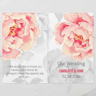 Pretty Peonies Modern Floral wedding program