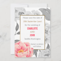 Pretty Peonies Modern Floral wedding save the date
