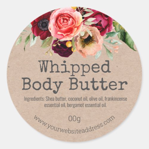 Pretty Peony Bouquet Homemade Body Butter Labels