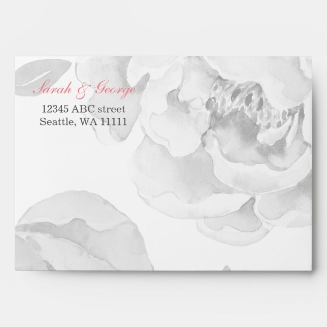 Pretty Peony Floral Liner wedding envelope (Front)