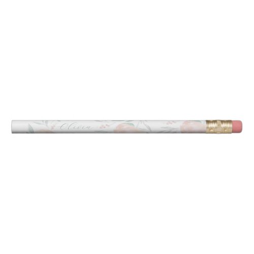 Pretty peony floral personalized  pencil