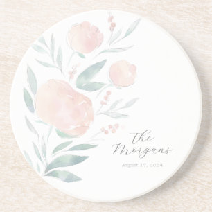 Pretty peony housewarming or newlywed gift coaster