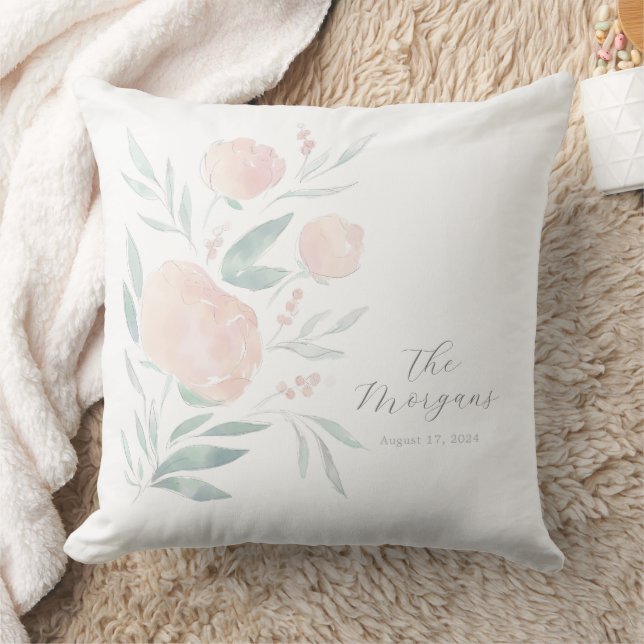 Pretty peony housewarming or newlywed gift throw pillow (Blanket)