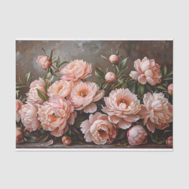 Pretty Peony Painting Blush Pink Decoupage Tissue Paper (Front)
