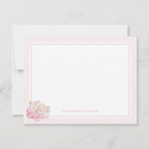 Pretty Peony Personalized Stationery Note Card