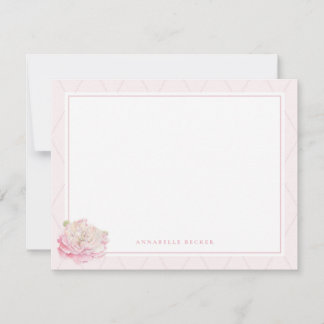 Pretty Peony Personalized Stationery Note Card
