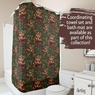 Pretty Peony vintage style floral shower curtain