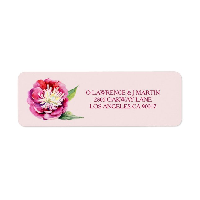 Pretty Peony Watercolor Floral Label (Front)