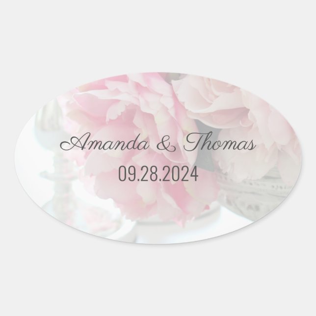 Pretty Peony Wedding Sticker (Front)