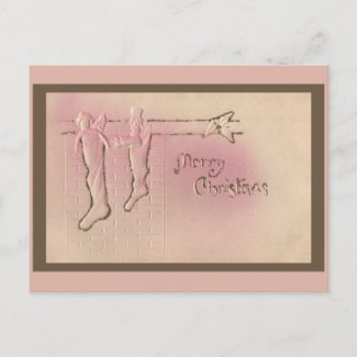 Pretty Peppermint Pink Vintage Christmas Postcard
