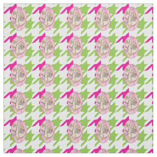 Pretty Perfect pink and green houndstooth Fabric