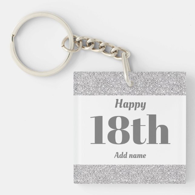 pretty personalised birthday gift keychain 18th (Front)