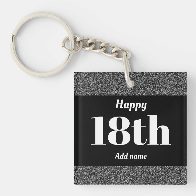 pretty personalised birthday gift keychain 18th (Front)