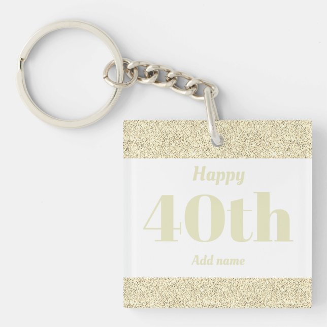 pretty personalised birthday gift keychain 40th (Front)