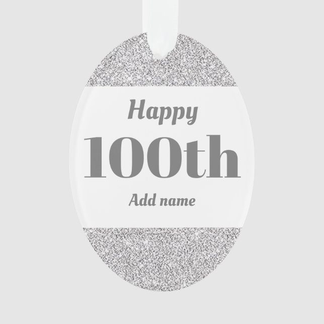 Pretty personalised birthday gift ornament 100th (Front)