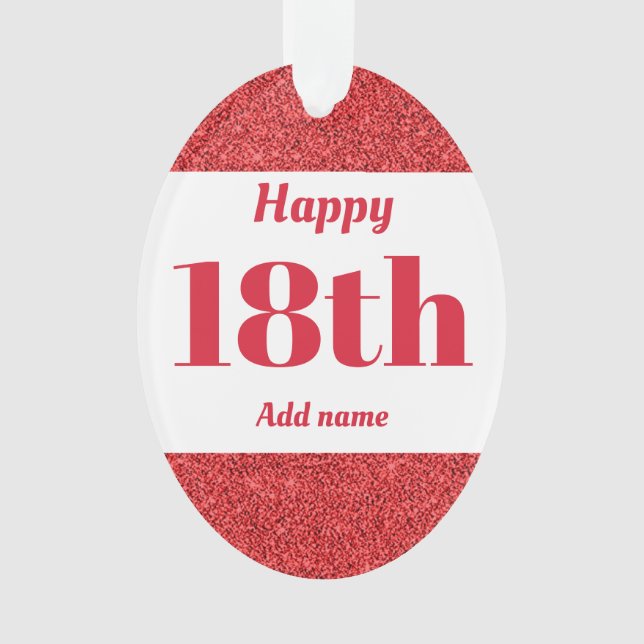 Pretty personalised birthday gift ornament 18th (Front)