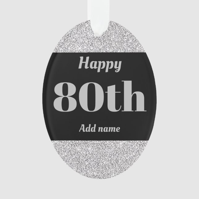 Pretty personalised birthday gift ornament 80th (Front)