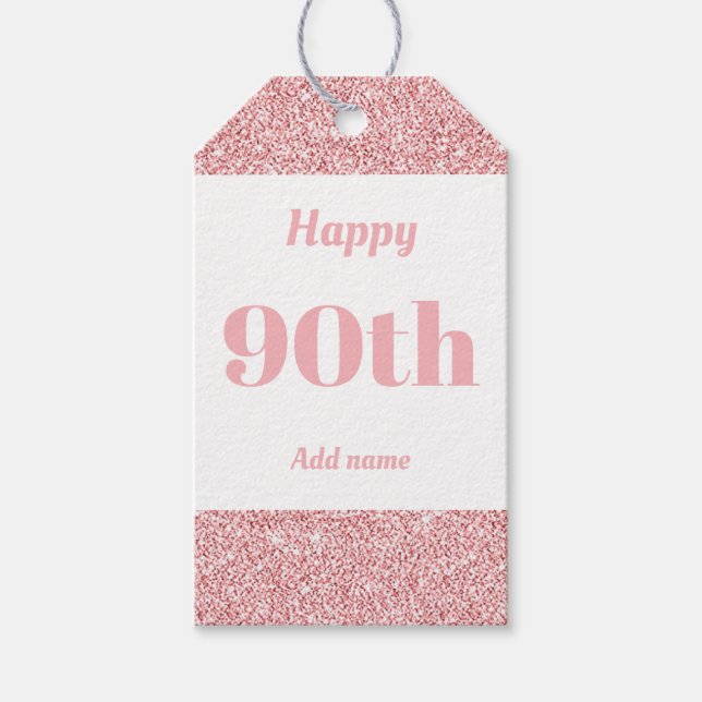 pretty personalised birthday gift tags 90th (Front)