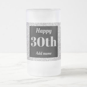 Pretty personalised birthday glass mug gift 30th