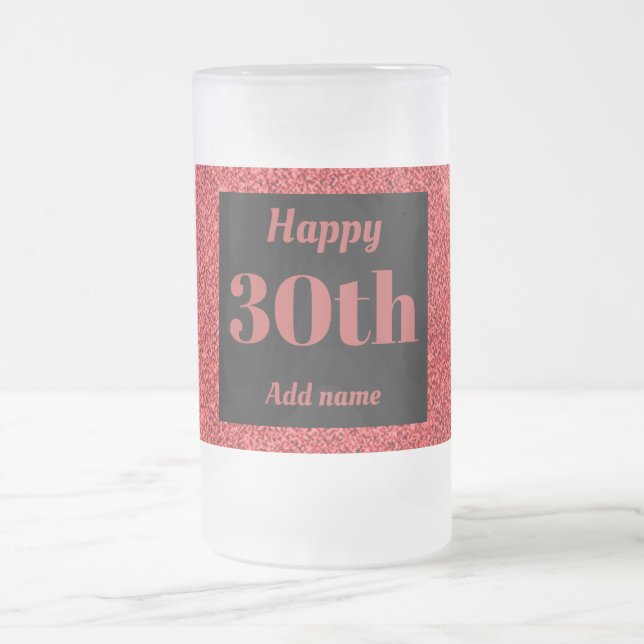 Pretty personalised birthday glass mug gift 30th (Center)