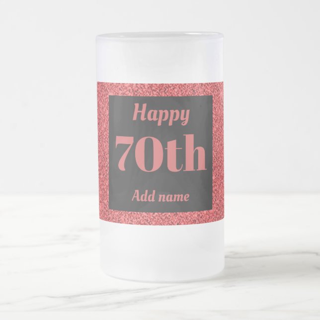 Pretty personalised birthday glass mug gift 70th (Center)
