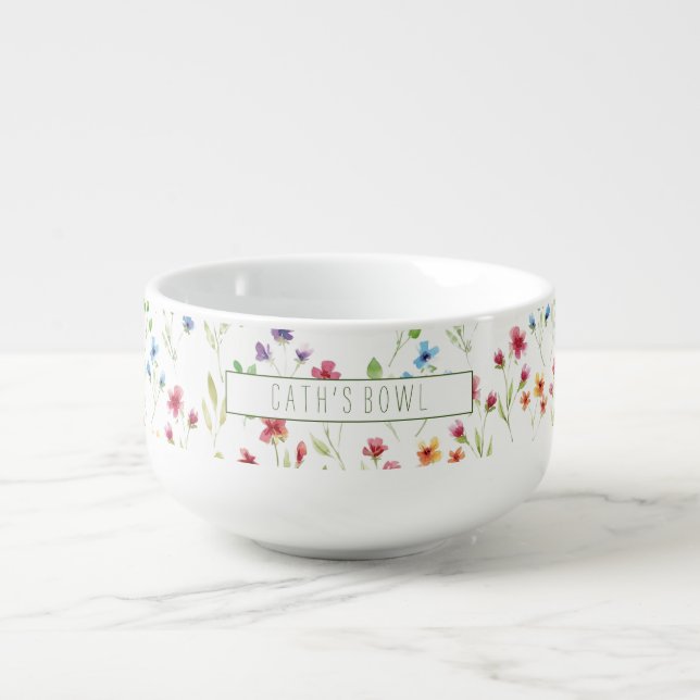 Pretty personalised bowl with spring flowers (Front)