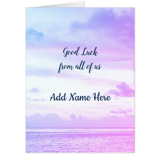 Pretty personalised Good Luck from all of us Card (Front)