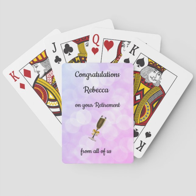 Pretty personalised retirement design poker cards (Back)